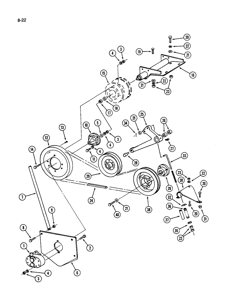 Схема запчастей Case IH 1640 - (8-22) - AUXILIARY HYDRAULIC PUMP MOUNTING (07) - HYDRAULICS