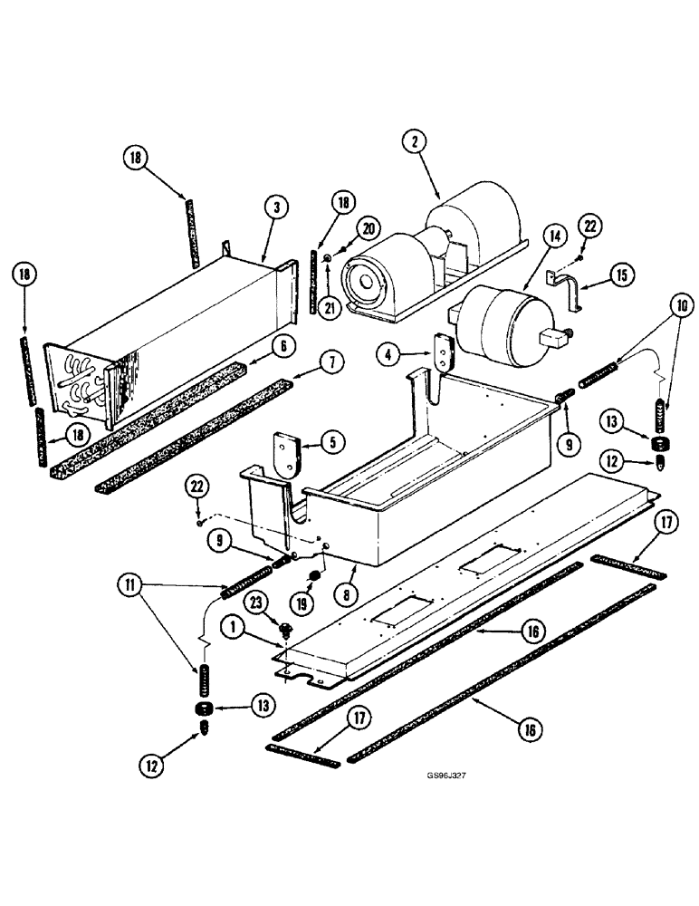 Схема запчастей Case IH 1660 - (9G-34) - EVAPORATOR-HEATER CORE AND BLOWER MOUNTING (10) - CAB & AIR CONDITIONING