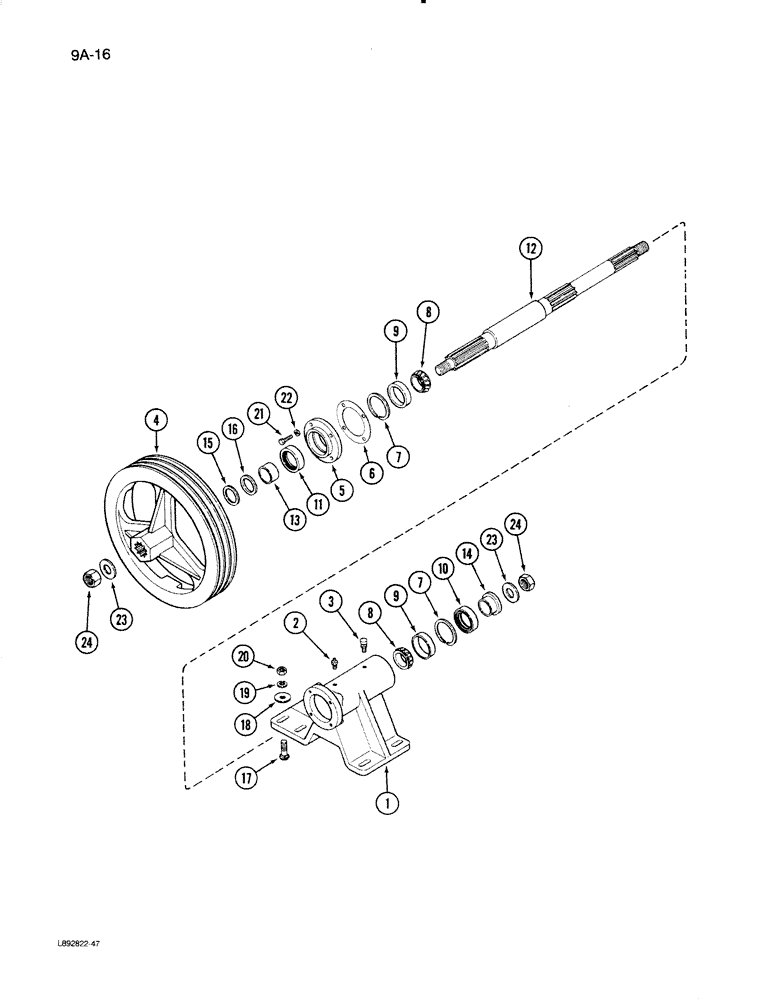 Схема запчастей Case IH 1670 - (9A-16) - JACKSHAFT BEARING BLOCK, FOR USE WITH DISCHARGE BEATER (13) - FEEDER