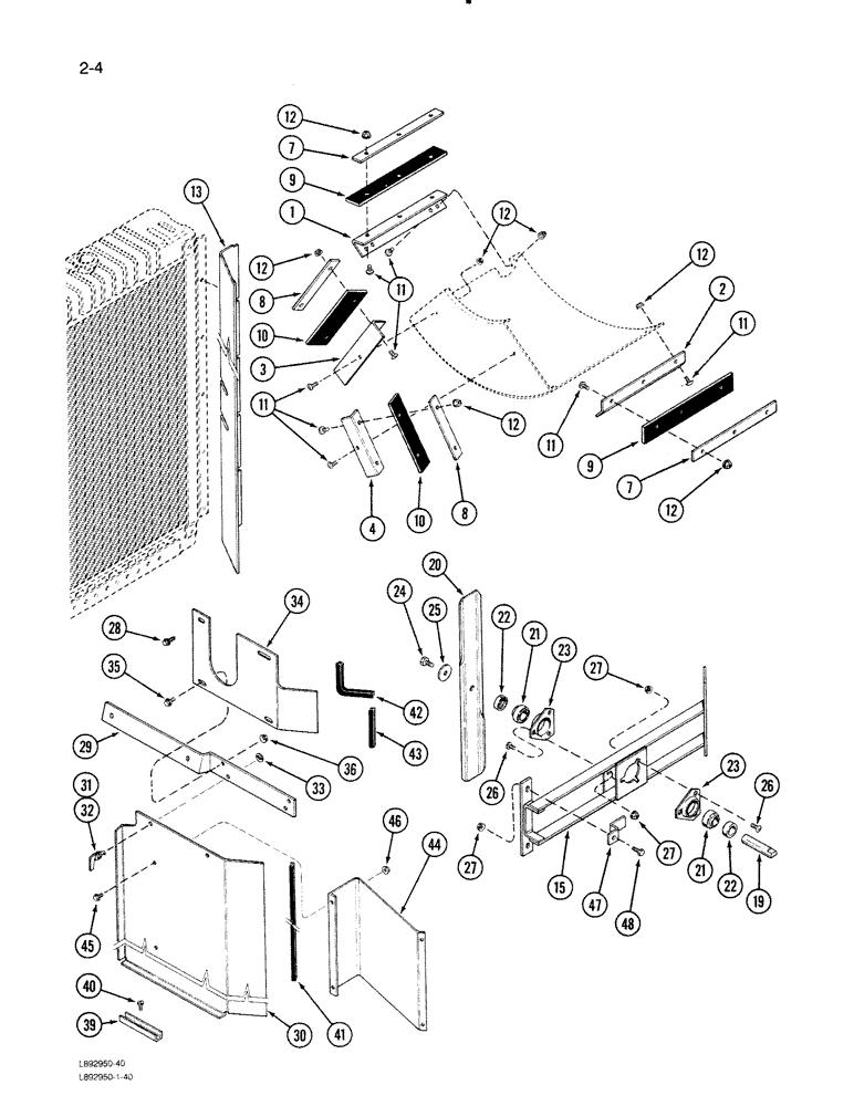 Схема запчастей Case IH 1670 - (2-04) - DUSTY AIR RADIATOR ATTACHMENT (01) - ENGINE