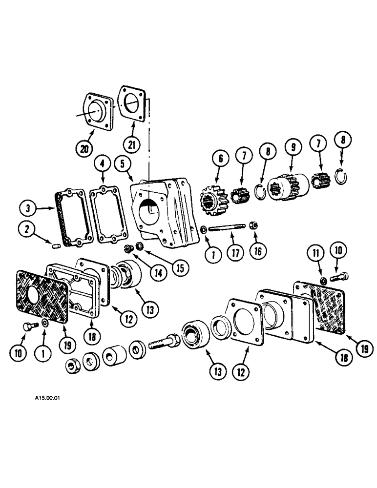 Схема запчастей Case IH 2150 - (2-28[B]) - HYDRAULIC PUMPS, DRIVE, 2140 P.I.N. -CGC12130, 2150 P.I.N. -CGC15013 (02) - ENGINE