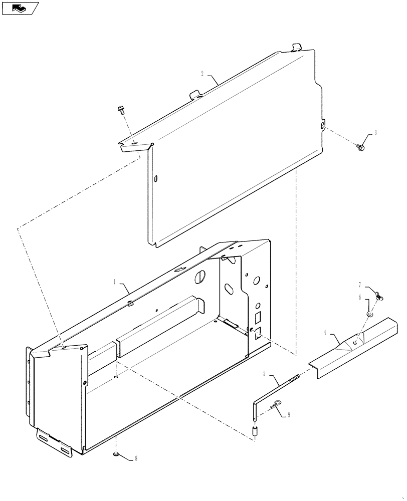 Схема запчастей Case IH 7230 - (90.119.02) - BATTERY BOX, COMPONENTS (90) - PLATFORM, CAB, BODYWORK AND DECALS