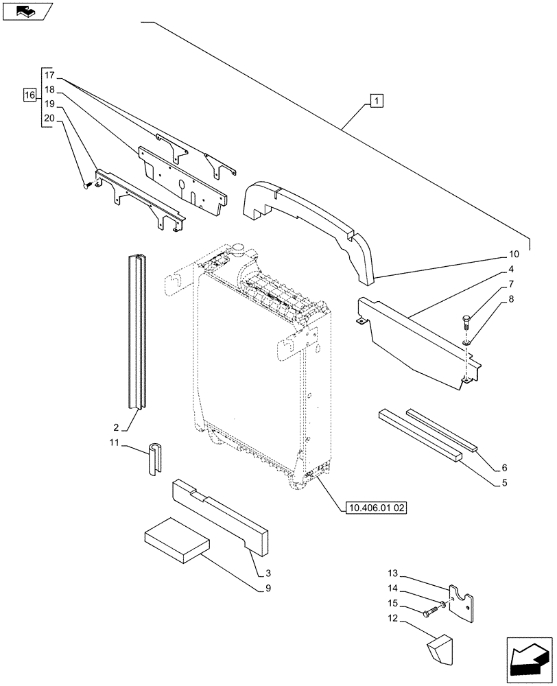 Схема запчастей Case IH PUMA 215 - (88.035.09[04]) - DIA KIT - FRONT HPL FOR MID MOUNT REMOTES WITH PTO, WITH AUX. COUPLERS - RADIATOR DUCT AND SEALS (88) - ACCESSORIES