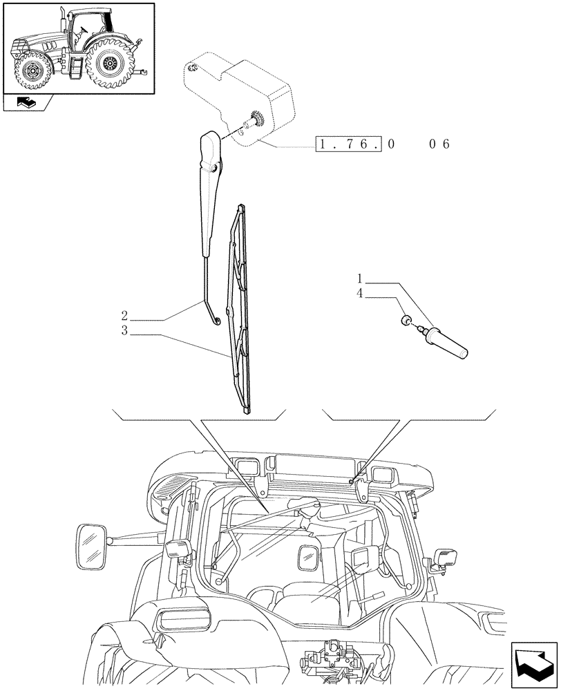 Схема запчастей Case IH PUMA 125 - (1.91.5[03]) - REAR WINDSHIELD WIPER (10) - OPERATORS PLATFORM/CAB