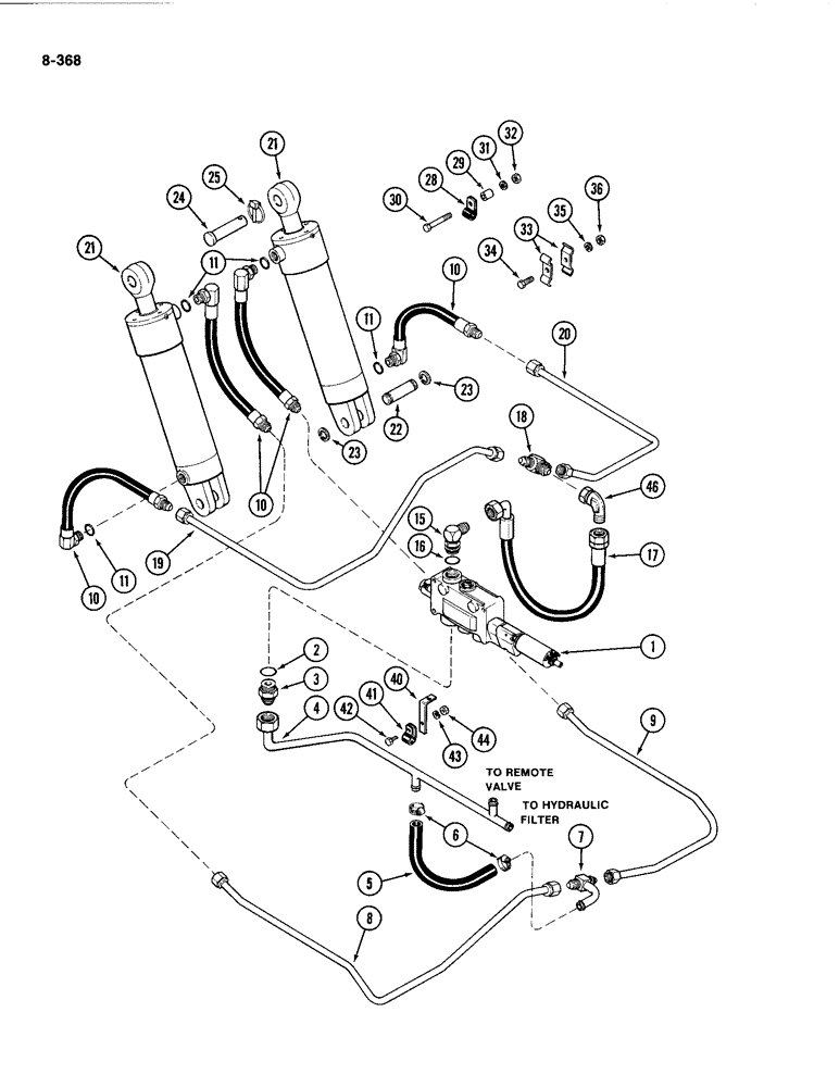 Схема запчастей Case IH 4494 - (8-368) - HITCH CONTROL CIRCUIT, P.I.N. 8865595 AND AFTER (08) - HYDRAULICS