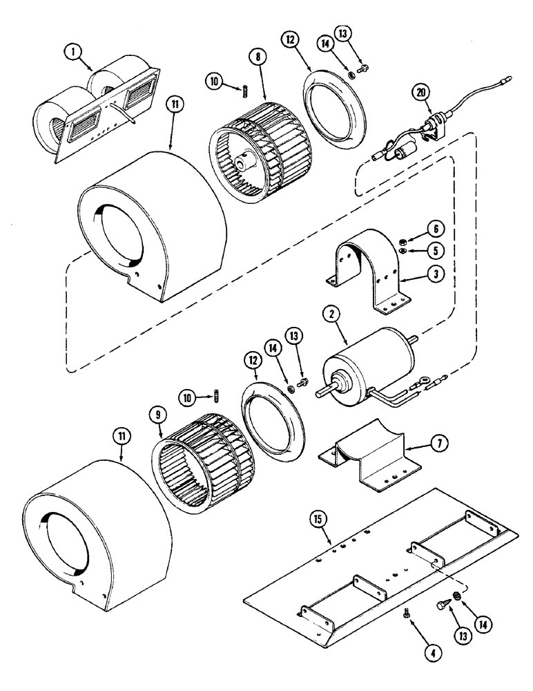 Схема запчастей Case IH 2290 - (9-582) - CAB, BLOWER ASSEMBLY, PRIOR TO CAB SERIAL NUMBER 12047878 (09) - CHASSIS/ATTACHMENTS