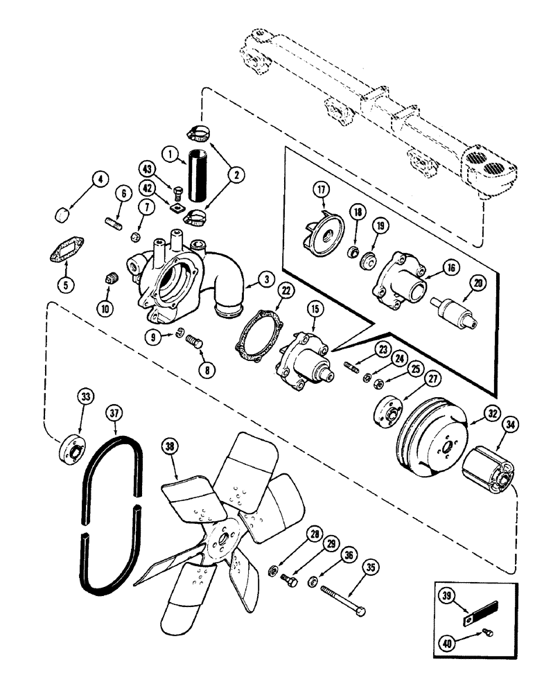 Схема запчастей Case IH 3294 - (2-008) - WATER PUMP, 504BDT DIESEL ENGINE (02) - ENGINE