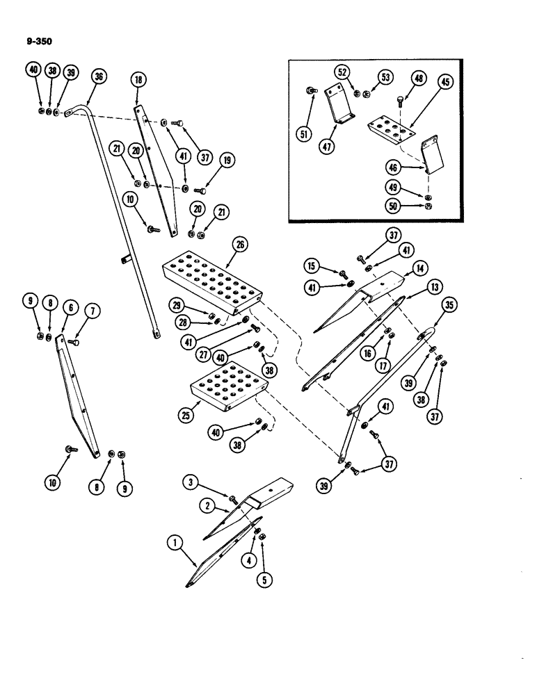 Схема запчастей Case IH 4490 - (9-350) - WHEELS GUARDS, STEPS AND HAND RAILS (09) - CHASSIS/ATTACHMENTS