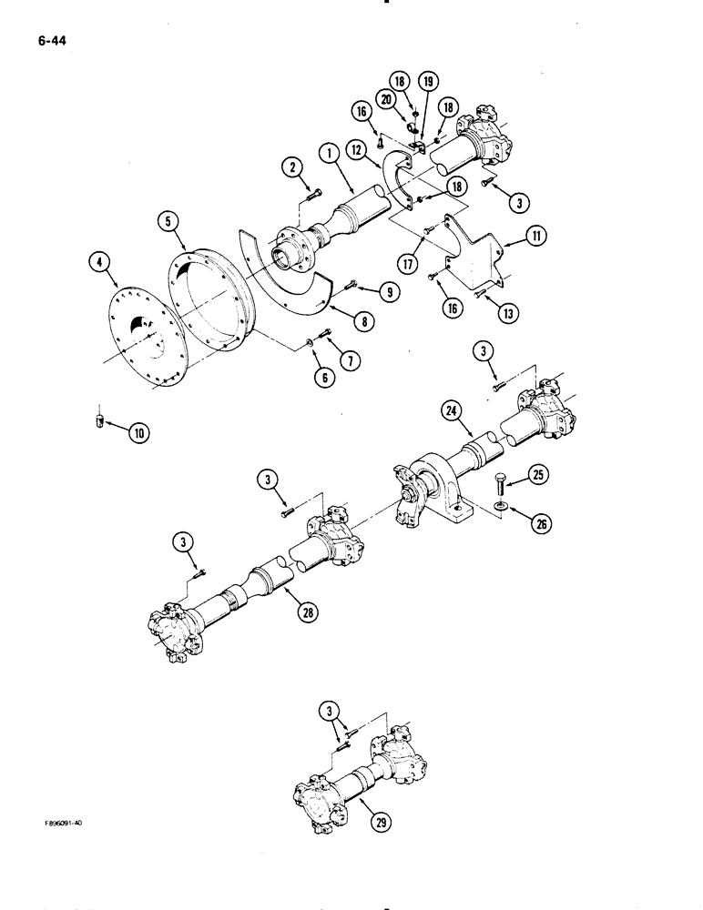 Схема запчастей Case IH 9130 - (6-44) - DRIVE SHAFT MOUNTING (06) - POWER TRAIN