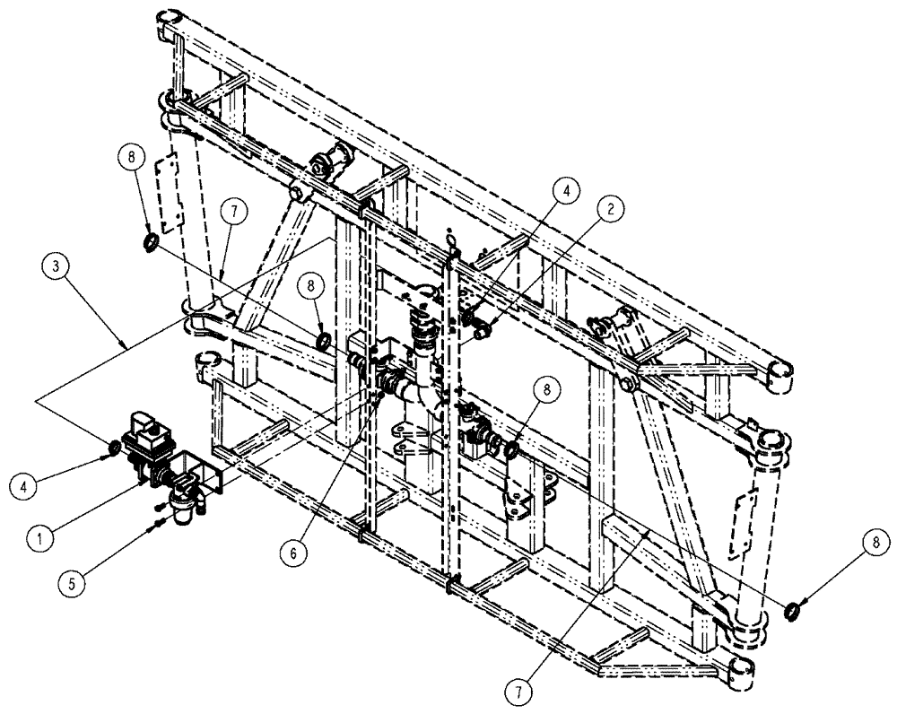 Схема запчастей Case IH SPX3320 - (09-035) - BOOM PLUMBING GROUP, 5 SECTION, CENTER SECTION Liquid Plumbing