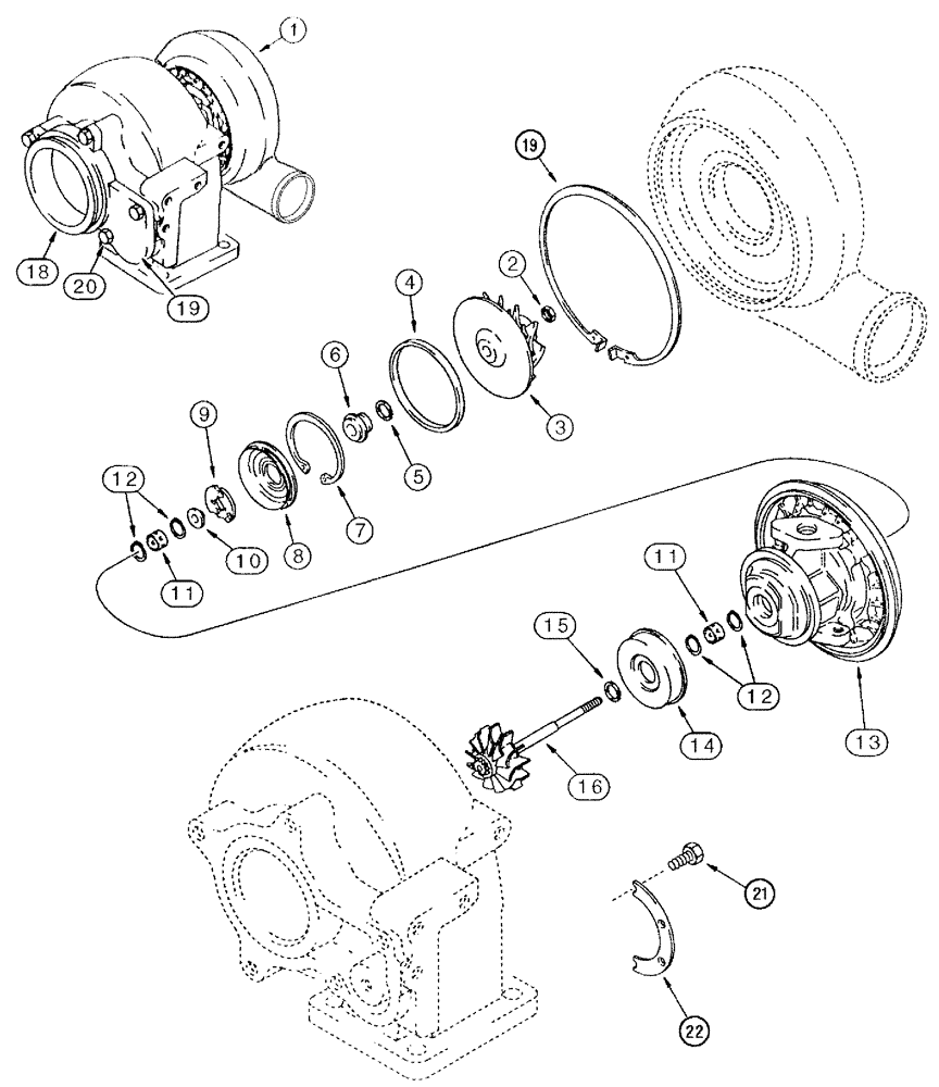 Схема запчастей Case IH 3185 - (03-011) - TURBOCHARGER ASSEMBLY (01) - ENGINE