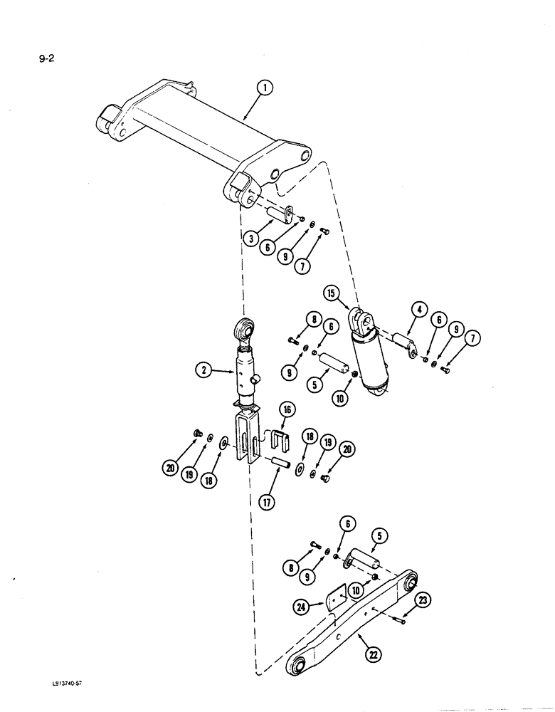 Схема запчастей Case IH 9280 - (9-002) - HITCH CYLINDERS & LOWER LIFT ARMS (09) - CHASSIS/ATTACHMENTS