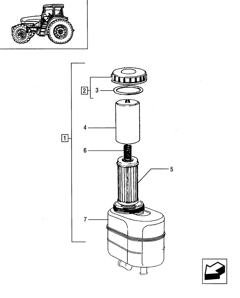 Схема запчастей Case IH JX85 - (1.63.8/ A) - POWER STEERING - TANK, FILTER AND CARTRIDGE (04) - FRONT AXLE & STEERING