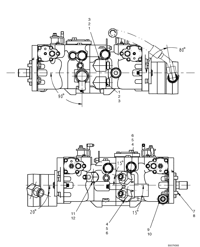 Схема запчастей Case IH 450 - (06-15) - HYDROSTATICS - PUMP FITTINGS (450) (06) - POWER TRAIN