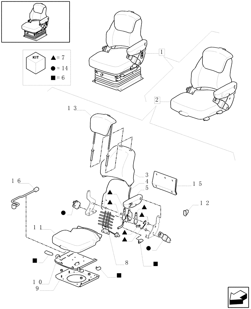 Схема запчастей Case IH PUMA 180 - (1.93.3/ C[01]) - (VAR.963) DELUXE AIR SEAT WITH REELING SEAT BELT - BREAKDOWN (10) - OPERATORS PLATFORM/CAB