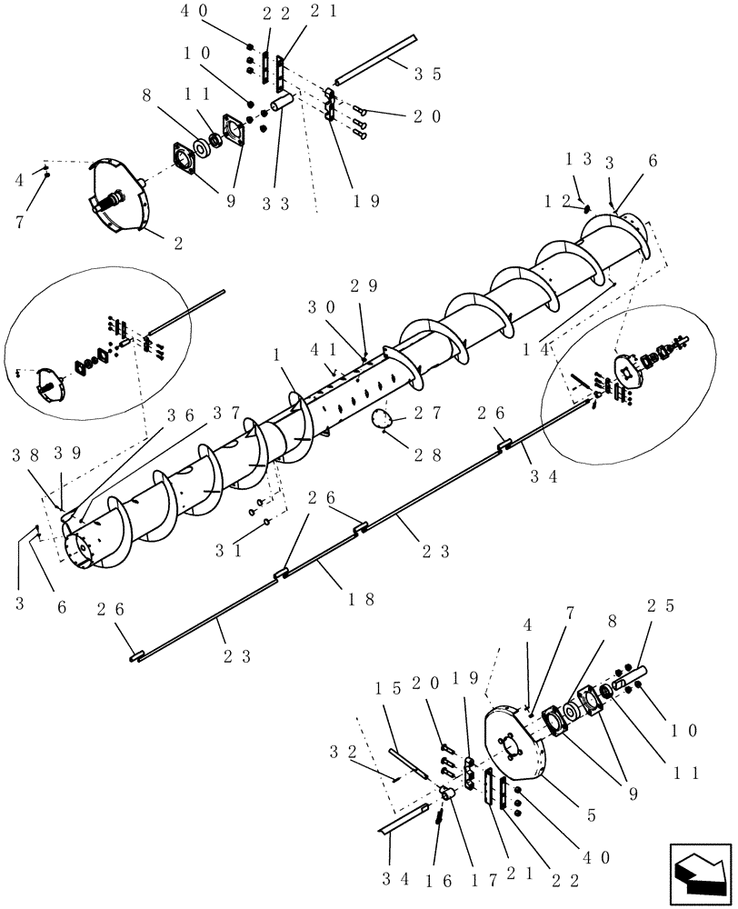 Схема запчастей Case IH 1010 - (09C-16) - AUGER ASSEMBLY - FULL FINGERED BSN CBJ0330000 (09) - CHASSIS/ATTACHMENTS