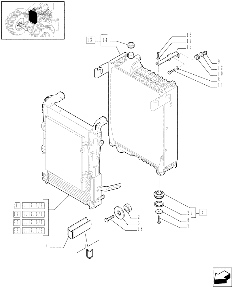 Схема запчастей Case IH PUMA 210 - (1.17.0[01A]) - RADIATOR & RELATED PARTS - D5549 (02) - ENGINE EQUIPMENT