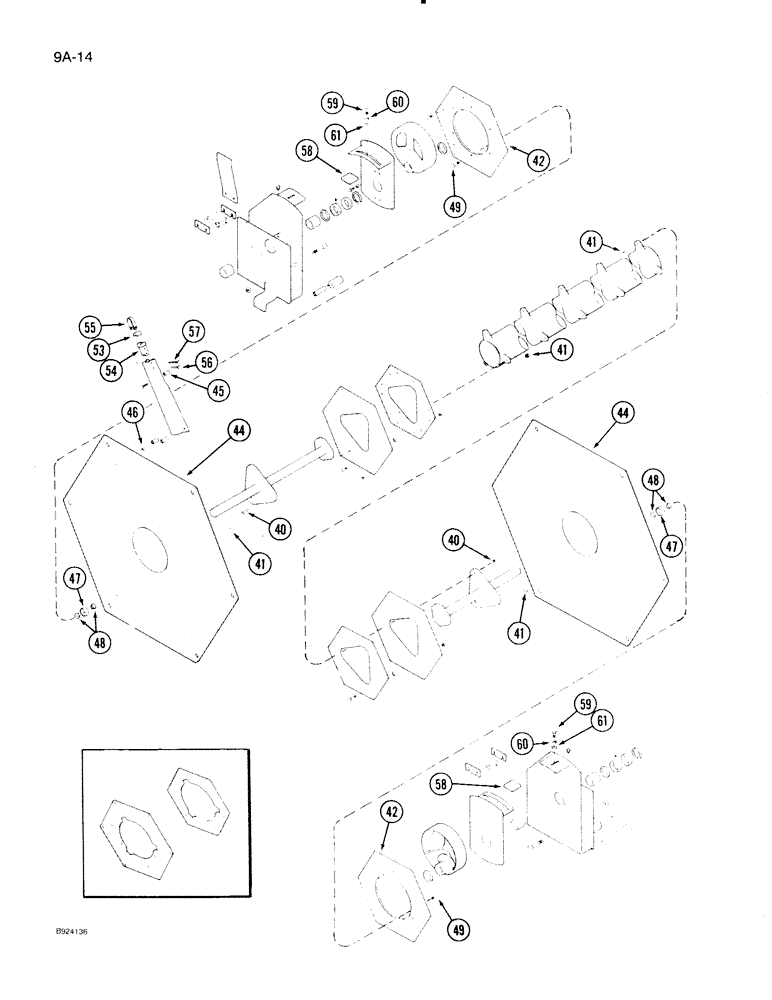 Схема запчастей Case IH 1020 - (9A-14) - 6 BAT REEL, FRONT MOUNTED PLASTIC TINES (58) - ATTACHMENTS/HEADERS