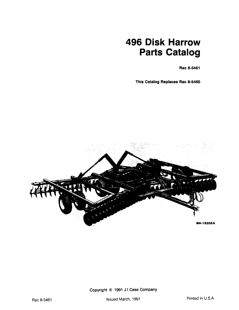 Схема запчастей Case IH 496 - (1-1) - 496 DISK HARROW PARTS CATALOG (00) - PICTORIAL INDEX