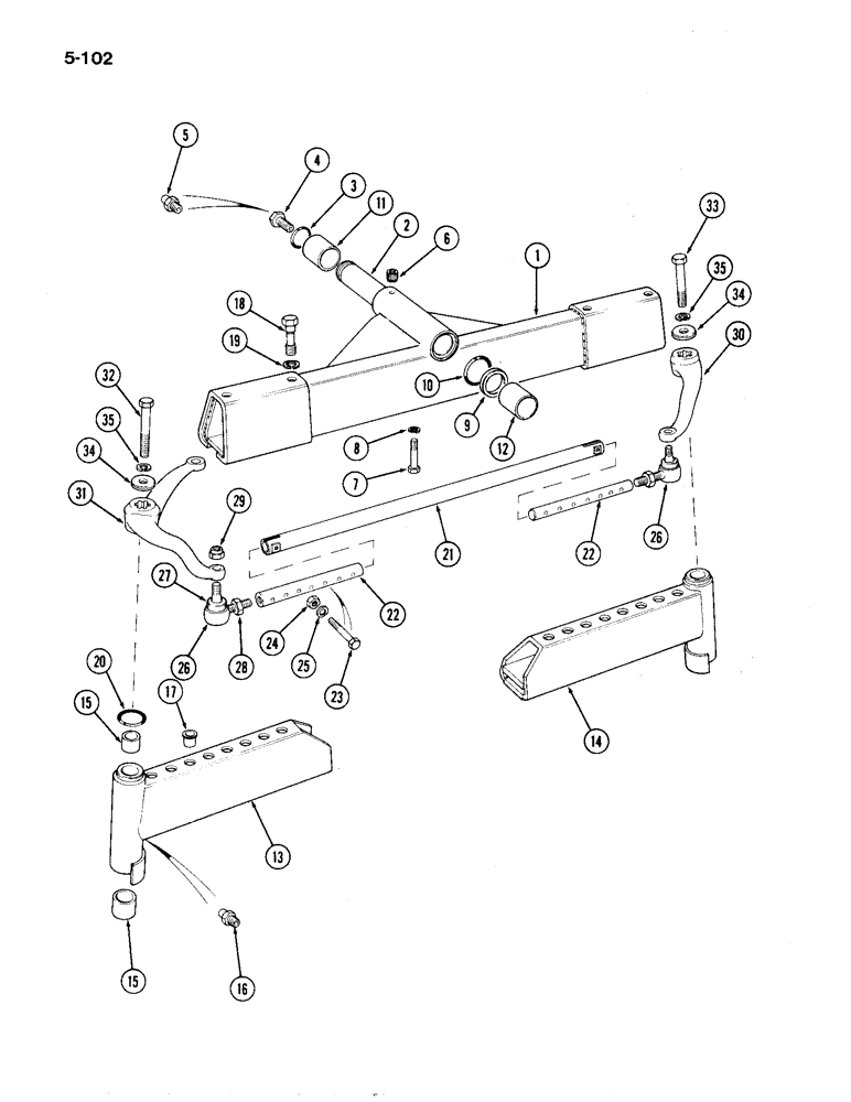 Схема запчастей Case IH 1194 - (5-102) - FRONT AXLE BEAM (05) - STEERING