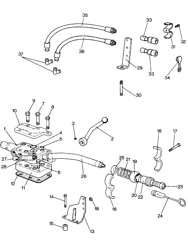 Схема запчастей Case IH 996 - (E16-1) - SELECTAMATIC HYDRAULIC SYSTEM, SINGLE LIVE TAKE-OFF VALVE UNITS OPTIONAL EQUIPMENT (07) - HYDRAULIC SYSTEM