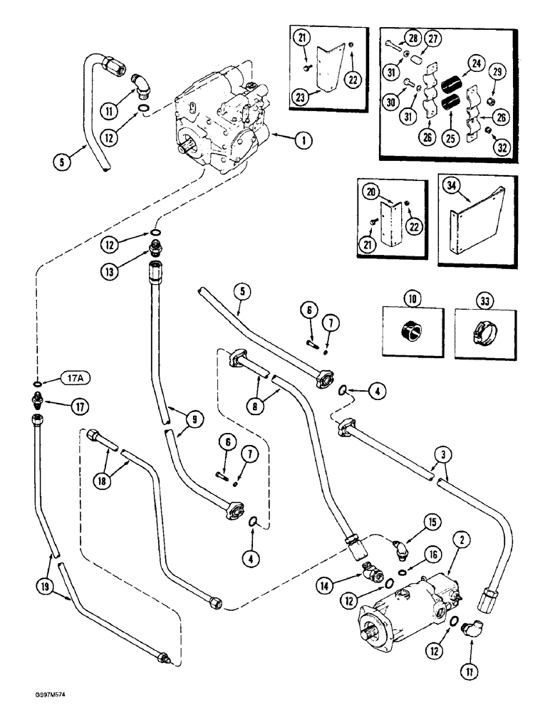 Схема запчастей Case IH 1660 - (6-06) - HYDROSTATIC PUMP AND MOTOR SYSTEM, SINGLE SPEED, PRIOR TO P.I.N. JJC0041567 (03) - POWER TRAIN