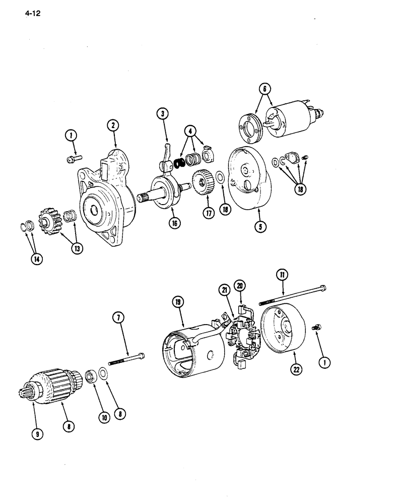 Схема запчастей Case IH 255 - (4-12) - STARTER (04) - ELECTRICAL SYSTEMS