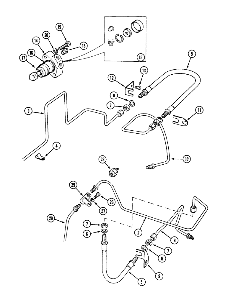 Схема запчастей Case IH 1594 - (7-248) - BRAKE TUBES AND SLAVE CYLINDERS, P.I.N. 11526319 AND AFTER, TRACTORS WITH CAB (07) - BRAKES