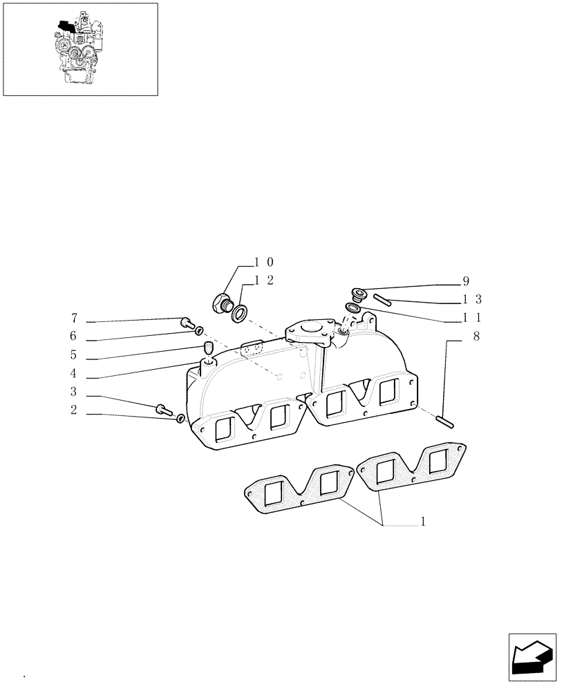 Схема запчастей Case IH JX95 - (0.07.1/03) - INTAKE MANIFOLD (AFTER S/N 13287) (01) - ENGINE