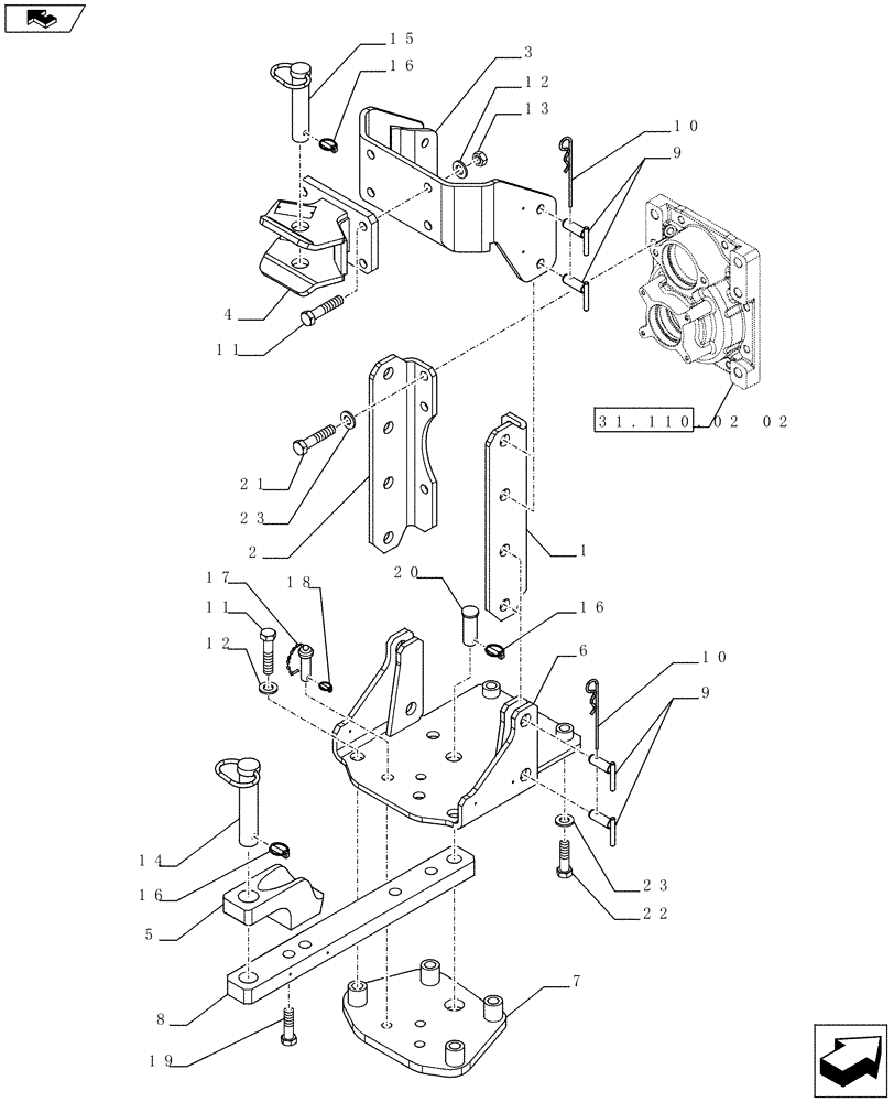 Схема запчастей Case IH FARMALL 65C - (37.100.0103) - TRAILER HITCH CAT. "C" - PIN SUPPORT AND SWINGING DRAWBAR - ISO (VAR.330906) (37) - HITCHES, DRAWBARS & IMPLEMENT COUPLINGS