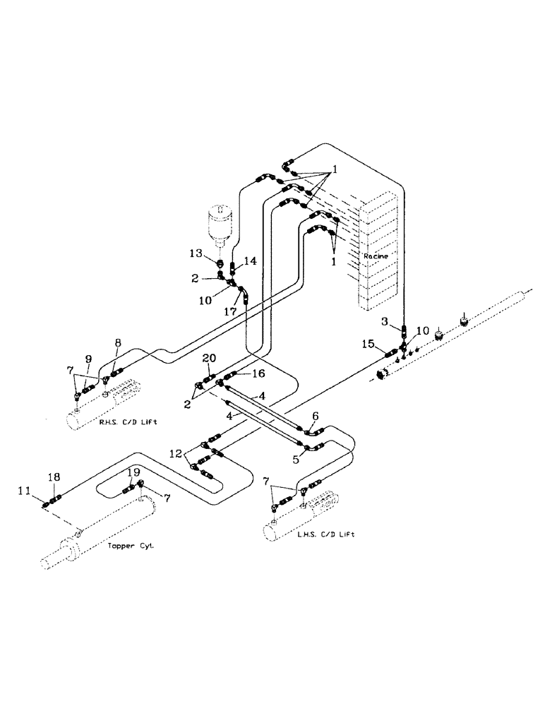 Схема запчастей Case IH 7700 - (B06-20) - HYDRAULIC CIRCUIT, TOPPER AND CROPDIVIDER LIFT, FLORIDA OPTION Hydraulic Components & Circuits