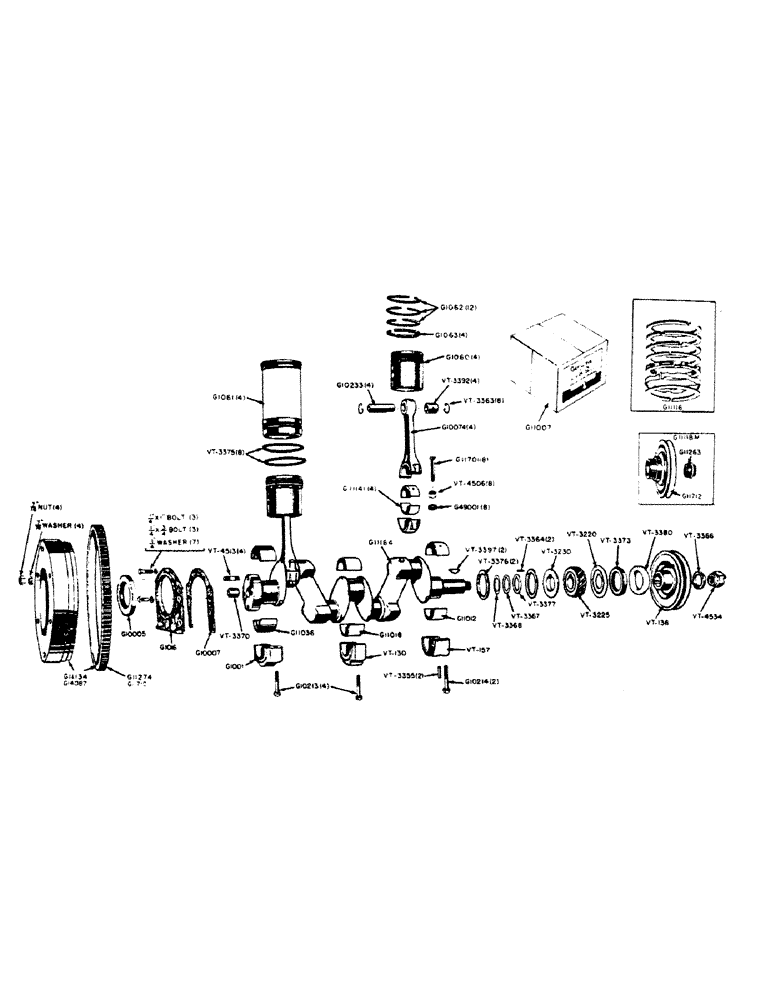 Схема запчастей Case IH 400B-SERIES - (012) - SPARK IGNITION ENGINES, CRANKSHAFT AND FLYWHEEL, PISTONS AND CONNECTING RODS (02) - ENGINE