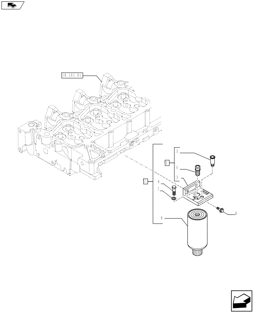 Схема запчастей Case IH F4GE9684D J604 - (10.206.01) - FUEL FILTER (10) - ENGINE