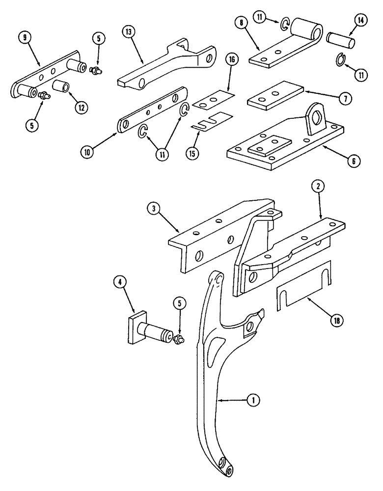 Схема запчастей Case IH 800 - (9-12) - TOGGLE TRIP BEAM UNIT, MACHINES WITH TWO PIECE MOUNTING BRACKETS (09) - CHASSIS/ATTACHMENTS