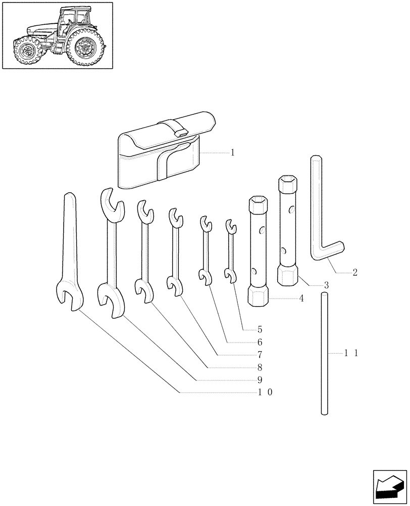 Схема запчастей Case IH MXU115 - (1.99.2) - (VAR.996) SET OF TOOLS (10) - OPERATORS PLATFORM/CAB