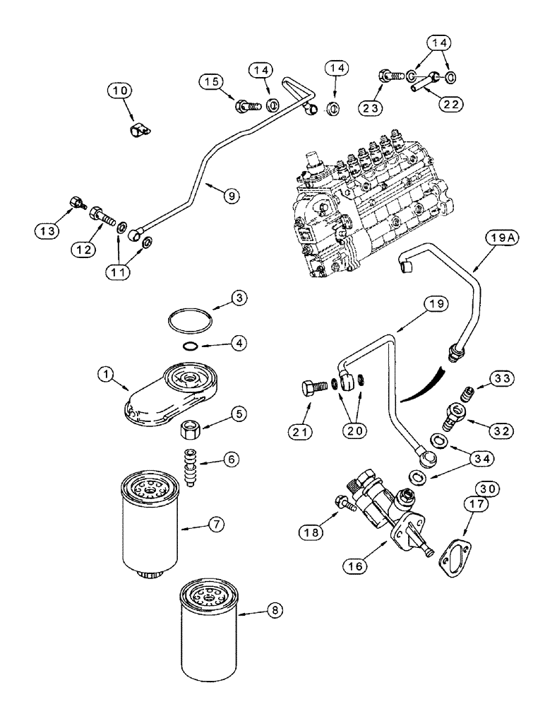 Схема запчастей Case IH 8940 - (3-014) - FUEL FILTER AND TRANSFER PUMP, 6T-830 AND 6TA-830 EMISSIONS CERTIFIED, 8930 AND 8940 TRACTORS ONLY (03) - FUEL SYSTEM