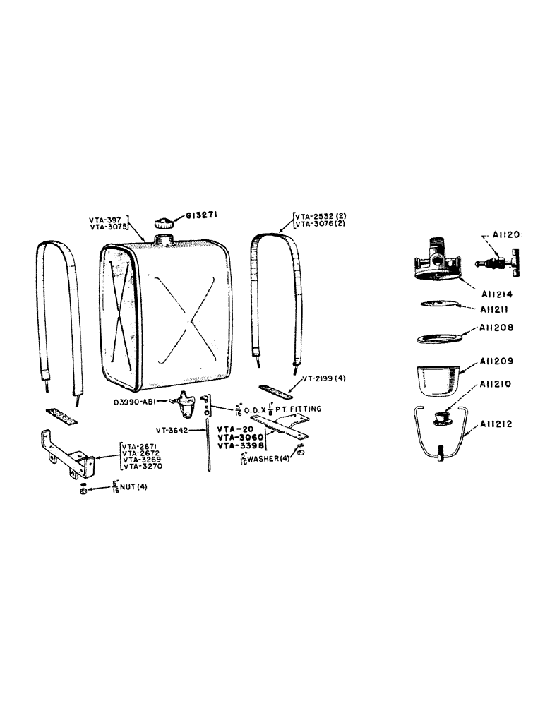 Схема запчастей Case IH VAC11-SERIES - (022) - MAIN FUEL TANK, VAC, VA, VAO, VAH (03) - FUEL SYSTEM