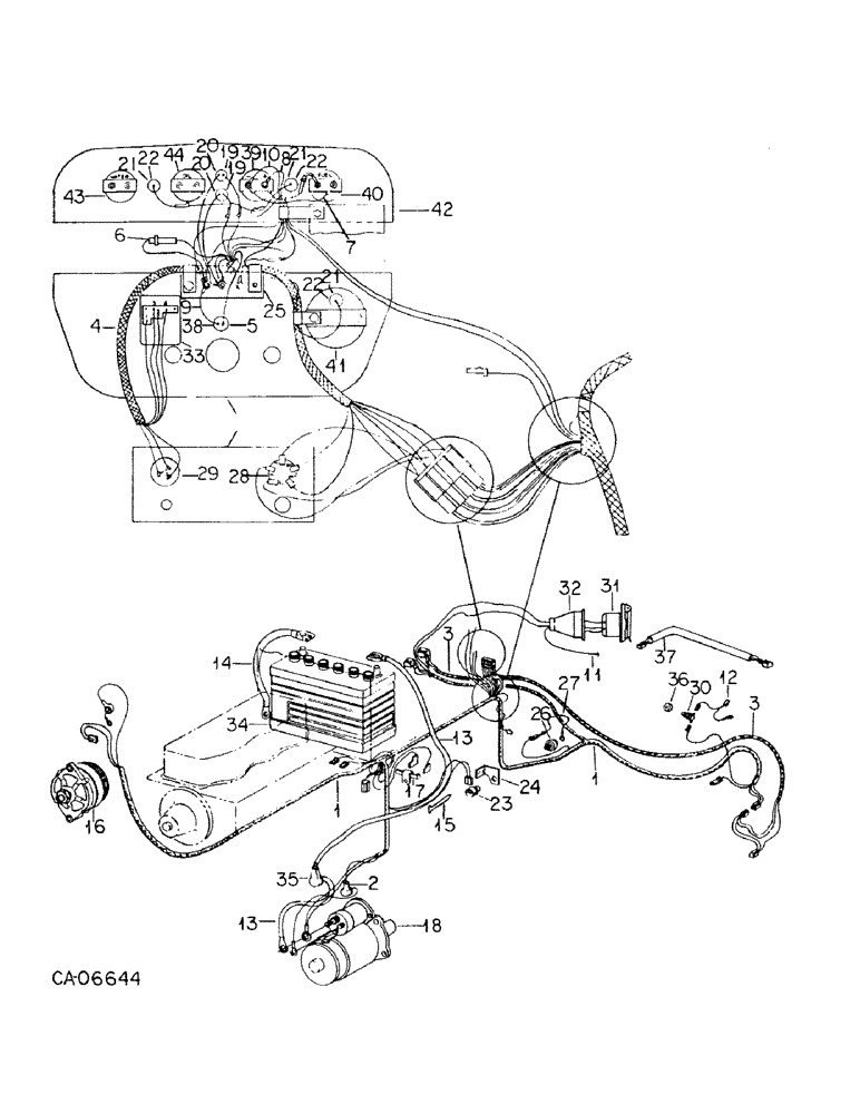 Схема запчастей Case IH 464 - (08-08) - ELECTRICAL, BASIC TRACTOR WIRING, CARBURETED ENGINE TRACTORS, WITH TRACTOR S/N 109151 AND ABOVE (06) - ELECTRICAL