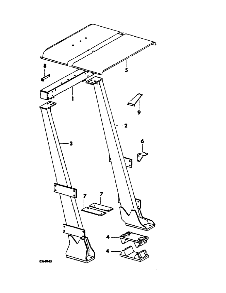 Схема запчастей Case IH 966 - (13-59) - SUPERSTRUCTURE, PROTECTIVE FRAME, TWO POST ROPS, MODEL (05) - SUPERSTRUCTURE