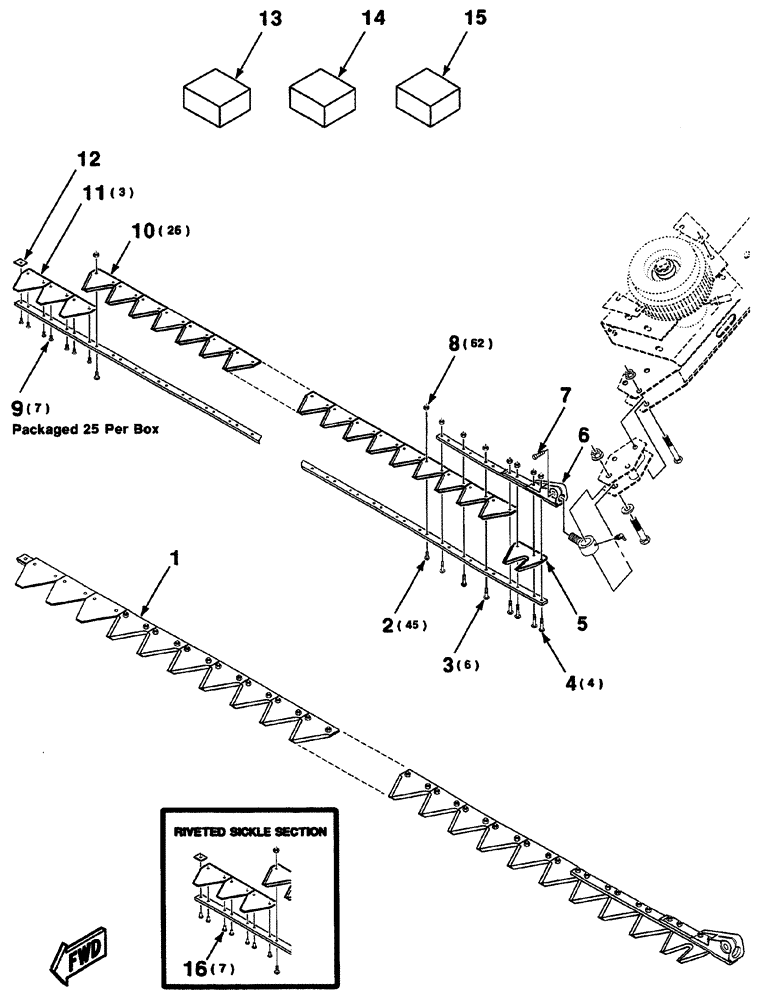 Схема запчастей Case IH 325 - (3-04) - SICKLE ASSEMBLY (LEFT) (15 FOOT ONLY) (58) - ATTACHMENTS/HEADERS