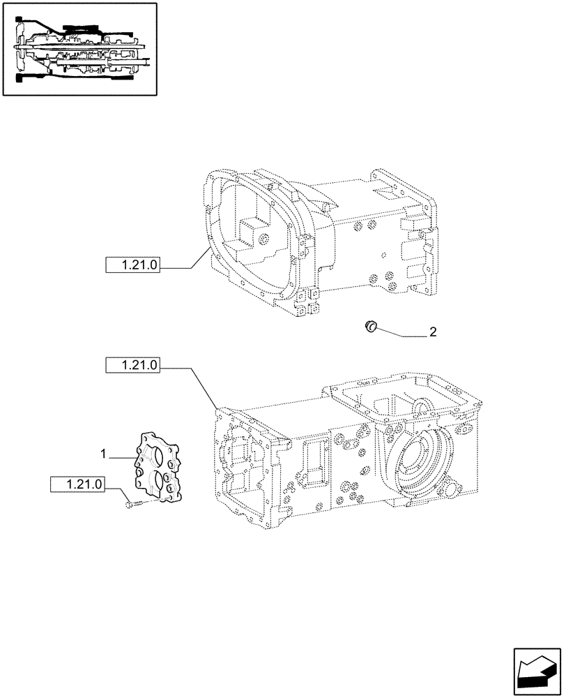 Схема запчастей Case IH JX1060C - (1.21.0/03) - (VAR.139-281) NA - 8X8 (30 KM/H) P.SHUTT. W/OIL COOLER - COVER (03) - TRANSMISSION