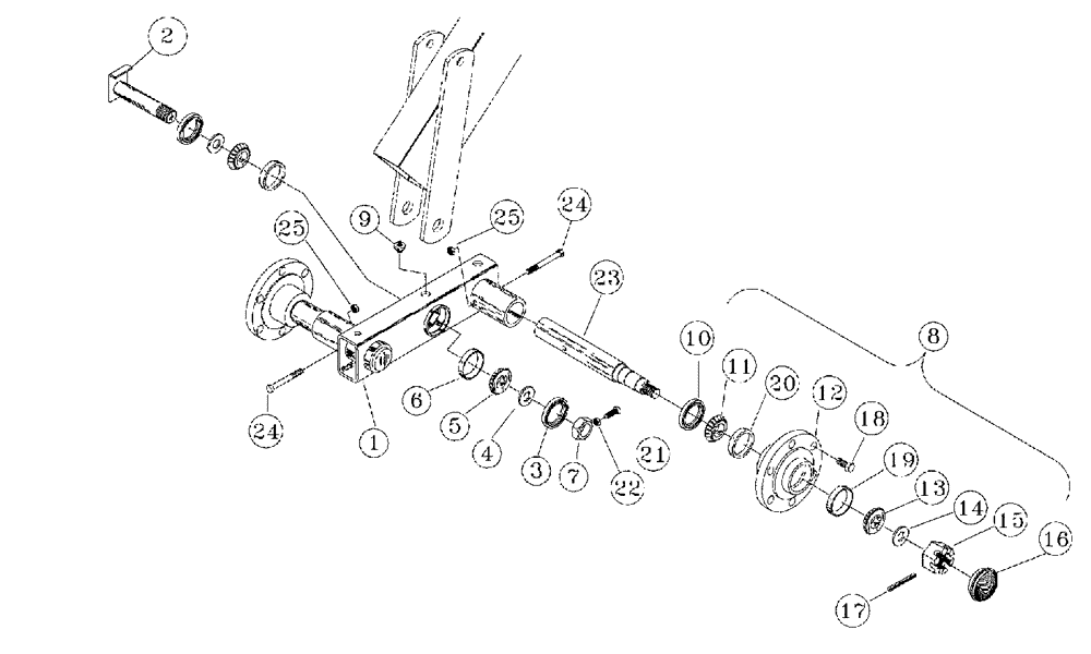 Схема запчастей Case IH TIGERMATE II - (44.100.06[02]) - DOUBLE FOLD WALKING AXLE W/50-8 HUB - 38-1/2 - 50-1/2 MAINFRAME (44) - WHEELS