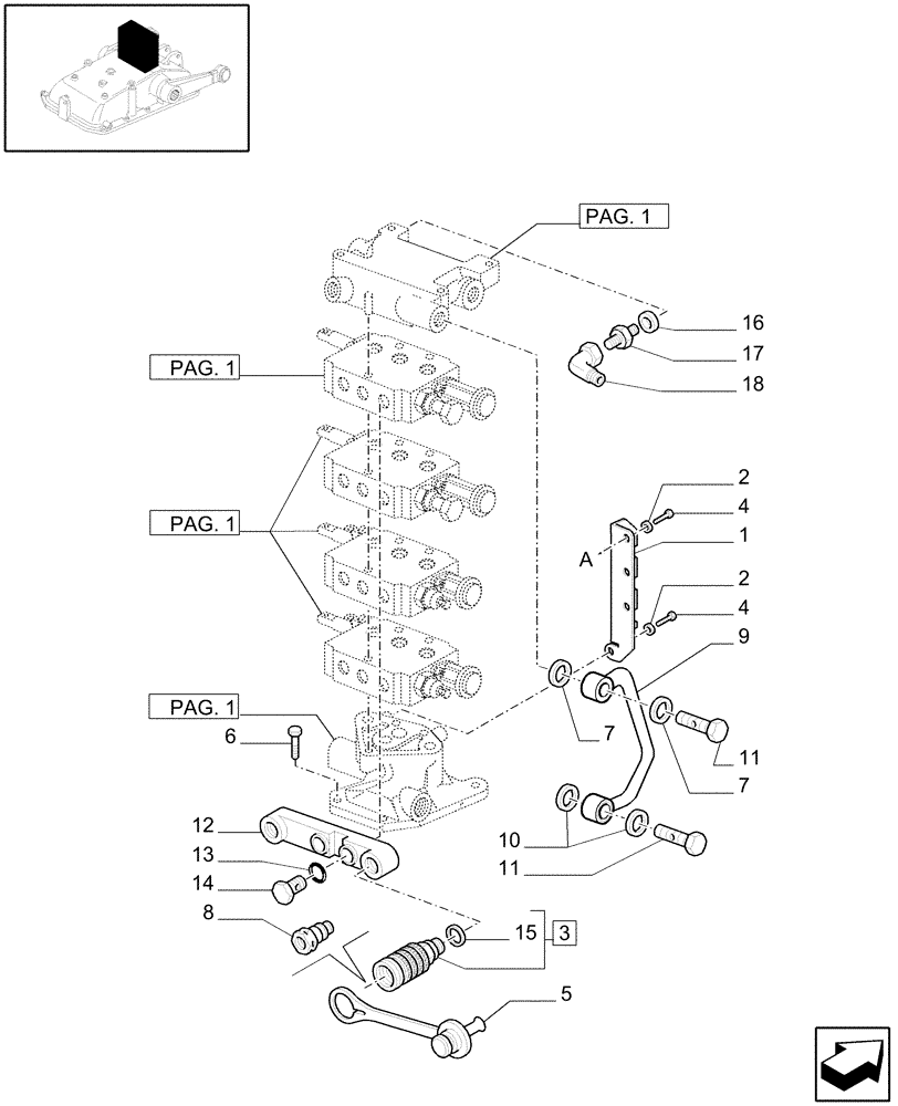 Схема запчастей Case IH JX1075C - (1.82.7/12[03]) - (VAR.166) 4 REMOTE VALVES FOR EDC - QUICK COUPLING - C5484 (07) - HYDRAULIC SYSTEM