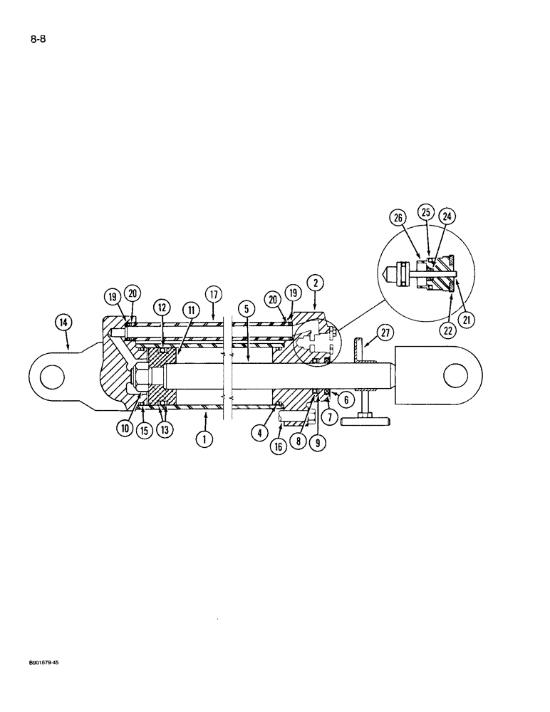 Схема запчастей Case IH 1100 - (8-08) - TRANSPORT LIFT CYLINDER, 371291R97, TIE-BOLT DOUBLE ACTING, 1100 MOWER (08) - HYDRAULICS