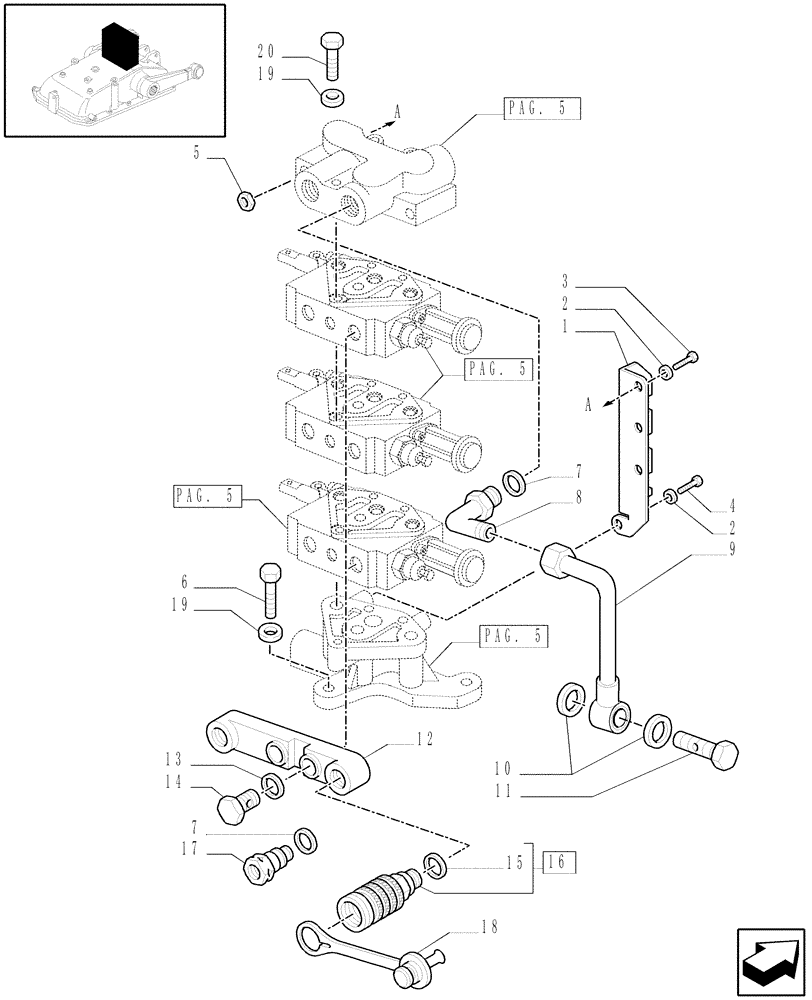 Схема запчастей Case IH JX1060C - (1.82.7/09[07]) - (VAR.195) 3 REMOTE VALVES FOR MDC - QUICK COUPLING - D5484 (07) - HYDRAULIC SYSTEM