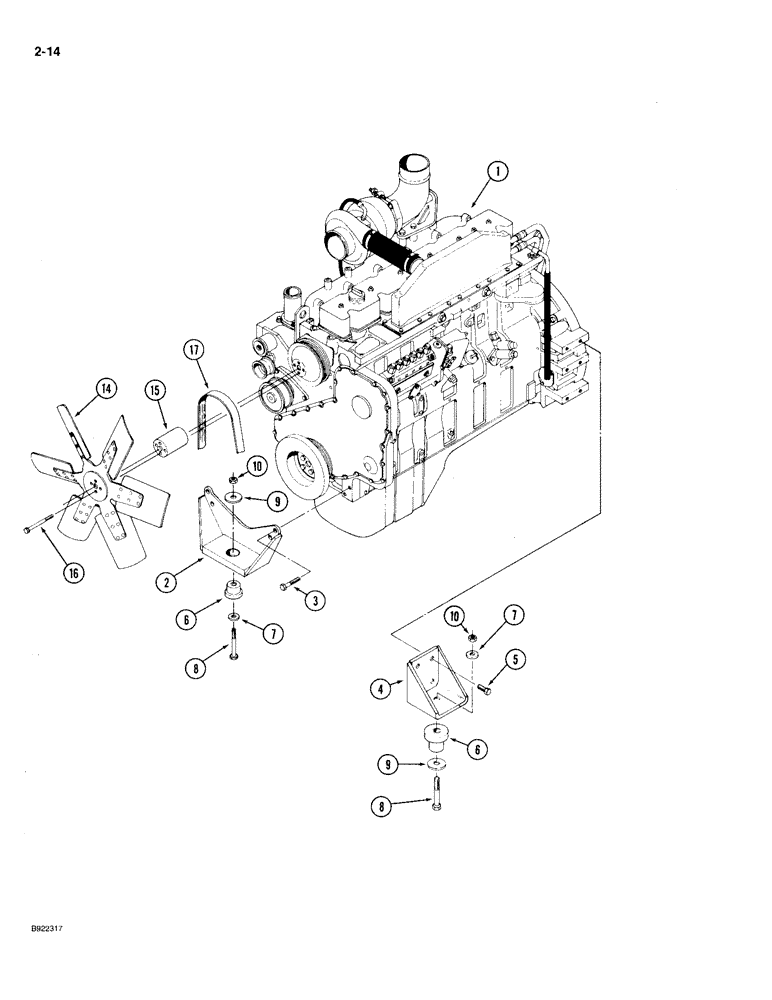 Схема запчастей Case IH 9230 - (2-014) - ENGINE MOUNTING (02) - ENGINE