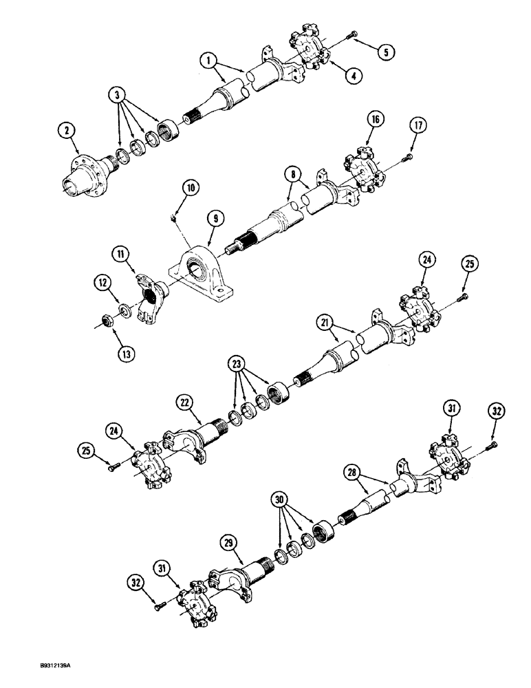 Схема запчастей Case IH 9270 - (6-091A) - DRIVE SHAFT ASSEMBLY SYNCHROSHIFT TRACTOR (06) - POWER TRAIN