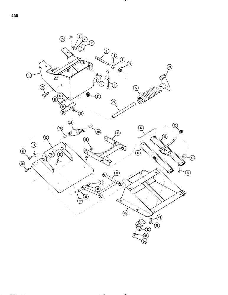 Схема запчастей Case IH 1270 - (438) - SEAT SUSPENSION ASSEMBLY, USED PRIOR TO P.I.N. 8755218 (09) - CHASSIS/ATTACHMENTS