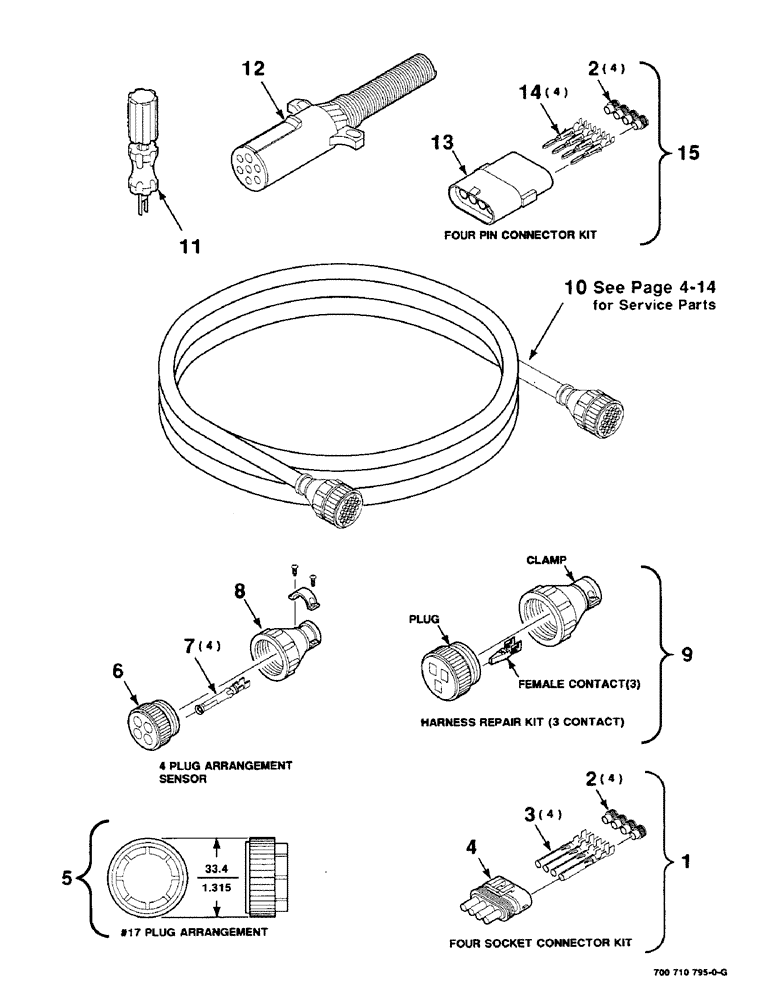 Схема запчастей Case IH 8465T - (4-16) - ELECTRICAL HARNESS SERVICE PARTS, CONTINUED (06) - ELECTRICAL