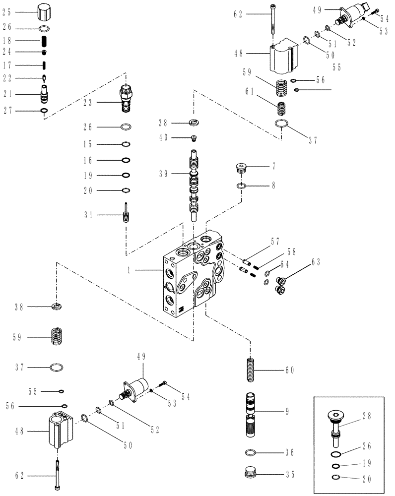 Схема запчастей Case IH MX245 - (08-26) - REMOTE HYDRAULIC CONTROL VALVE, ASN AJB363596 (08) - HYDRAULICS